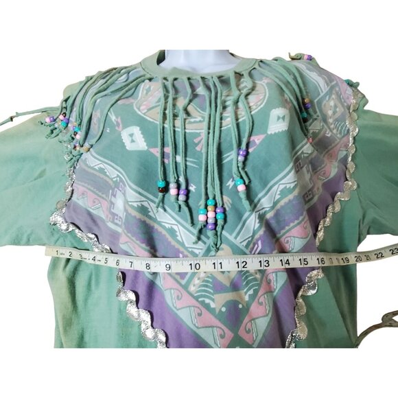 Vintage 90s Sturdy Tees By Lee Fringe Beaded Southwestern Graphic T-Shirt L - Picture 5 of 9
